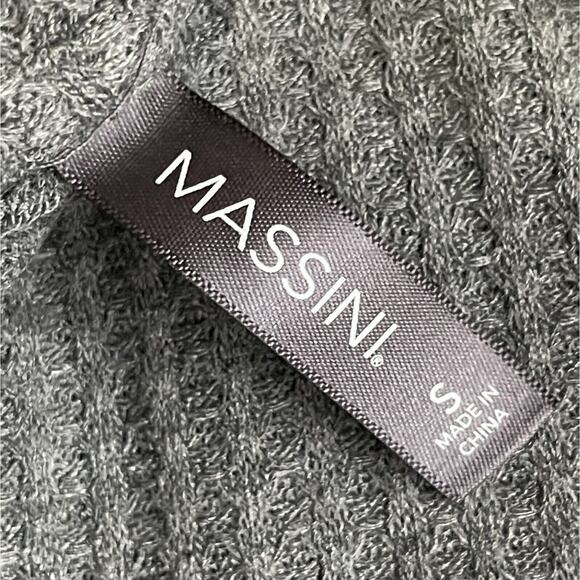 Massini Cowl Neck Waffle Knit Layering Top Women's Size S Gray Fitted Sleeves - Picture 4 of 11